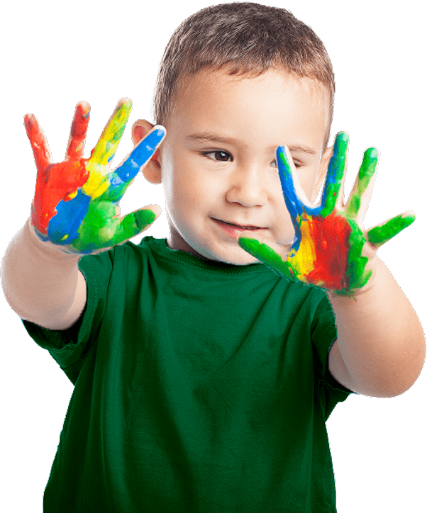 kid with paint in hand